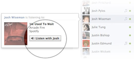 Facebookの「Listen With」ボタン